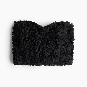 NWT H&M APPLIQUÉD BANDEAU CROP TOP in BLACK | US S